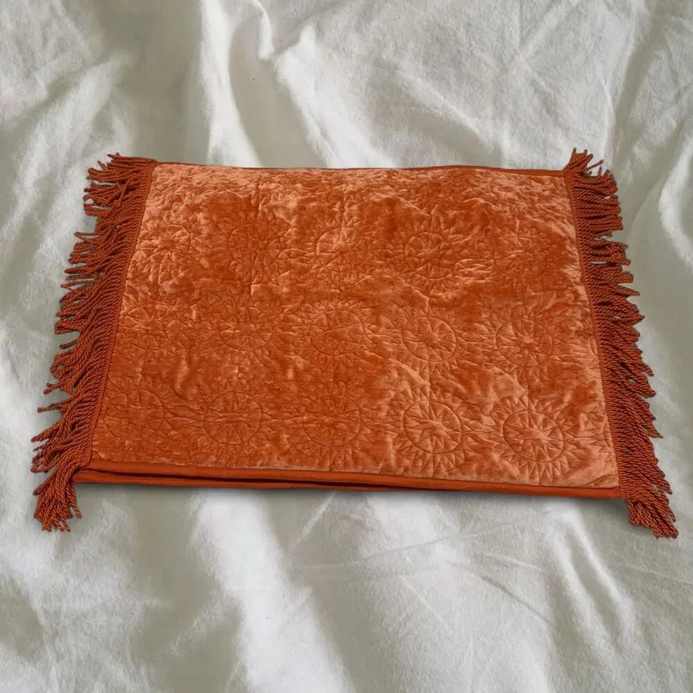 Cottage Boho Whimsigoth OpalHouse Sun Velvet Quilt Pillowcase Fringe Set of 2